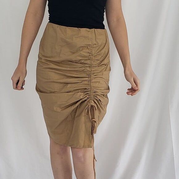 Y2K‎ Ruched Khaki Skirt - Picture 1 of 4